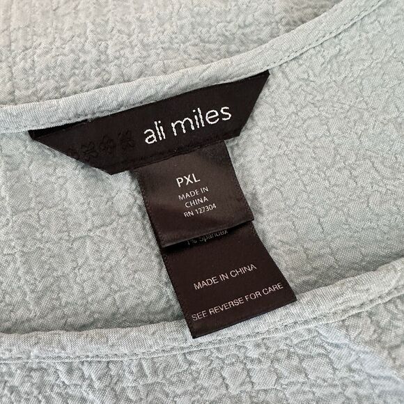 Ali Miles Top Womens PXL Boat Neck Top Tunic  Lagenlook Crinkle  Buttons - Picture 6 of 6